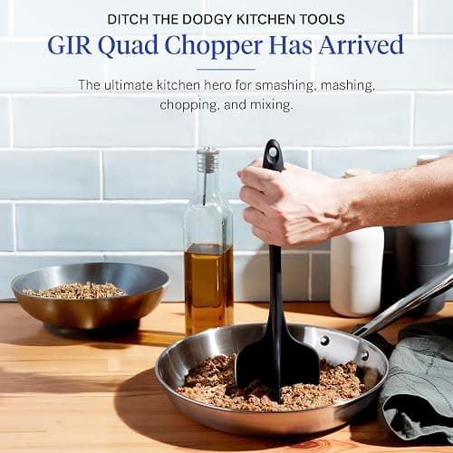 GIR: Get It Right Premium Silicone Quad Meat Chopper with 4 Blade Design - Kitchen Tools Meat Smasher for Ground beef, Potato Mash and Hamburger - Ultimate - 12 IN, Black thumbnail 3