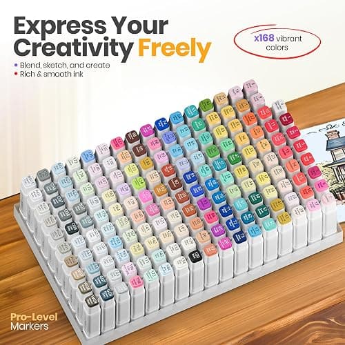 JACK BROWN 168 Colors Alcohol Markers Set with Fine & Chisel Dual Tip - Professional Art Markers for Adults & Kids, Perfect for Drawing, Sketching, Coloring & Animation - Includes Durable Marker Case thumbnail 5