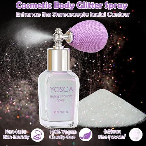 Yosca Body Glitter Spray, 30ML Iridescent Body Shimmer Powder Spray Glitter | Sparkle Spray on Glitter Hairspray High Gloss Fairy Dust Festival Concert Party Rave Accessories for Clothes Hair Face Nail thumbnail 3