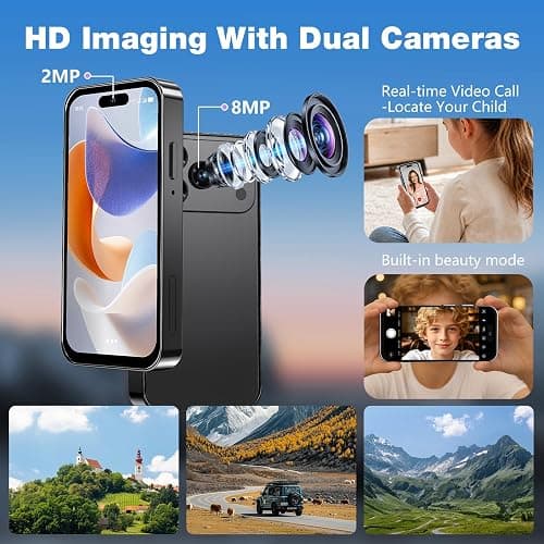 Pdfbenli Mini Phone for Kids, 3GB+32GB, 3.7 HD Touchscreen, Mini Smartphone with Call/Video/WiFi, GPS, Face ID, Dual SIM, Android 10.0, Unlocked Mini Cell Phone for Backup Birthday Gifts (Black) thumbnail 3