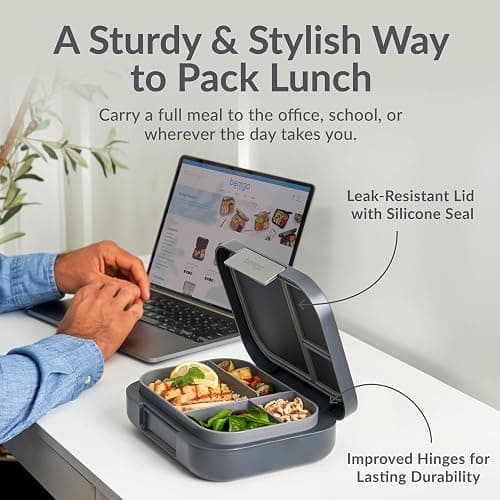 Bentgo® Modern - Versatile 4-Compartment Bento-Style Lunch Box for Adults and Teens, Leak-Resistant, Ideal for On-The-Go Balanced Eating - BPA-Free, Matte Finish and Ergonomic Design (Dark Gray) thumbnail 3