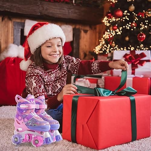 METROLLER Kids Roller Skates Girls Ages 4-6 5-8 8-12 Adjustable Toddler Roller Skates Shining Wheels Little Unicorn Sports Outdoors - Purple - Small-Little kid (10c-13c US) thumbnail 8
