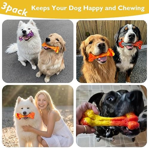 Trazoro 3-Pack Dog Chew Toys for Aggressive Chewers, Medium Large Breed | Indestructible Dog Bone Toys to Keep Them Busy,Dental Textured, Long Lasting,Beef Flavor thumbnail 7