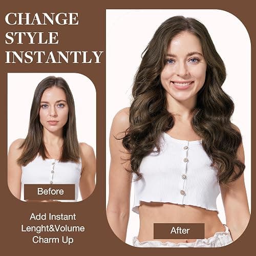 GOO GOO Clip in Hair Extensions Real Human Hair, Remy Human Hair Extensions Clip ins for Women, Natural Human Hair, 22inch 120g 7Pcs, 1B/6/1B Balayage Natural Black to Chestnut Brown thumbnail 8