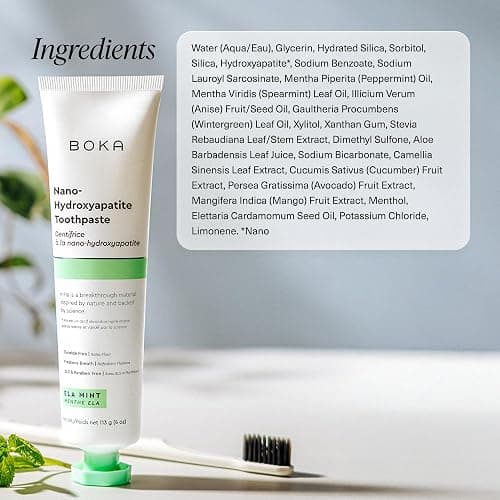 Boka Fluoride Free Toothpaste, Nano Hydroxyapatite Toothpaste, Appropriate for Sensitive Teeth - for Adult, Kids Oral Care - Ela Mint Flavor, 4 Fl Oz 1Pk US Manufactured thumbnail 6