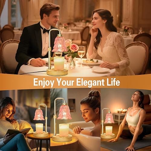 Candle Warmer Lamp with Timer Dimmer, Adjustable Height Pink Tulip Candle Wax Warmer, Christmas Birthday Gift for Mom Women, House Warming Gifts for New Home Bedroom Decor,Flower Pink thumbnail 6