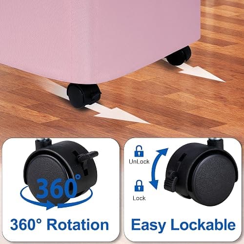 Vincona Slim Laundry Hamper with Lid and Wheels, Small Rolling Laundry Basket with Handle for Small Spaces, Tall Dirty Clothes Hampers for Dorm, Bathroom and Bedroom, 75L, Pink thumbnail 5