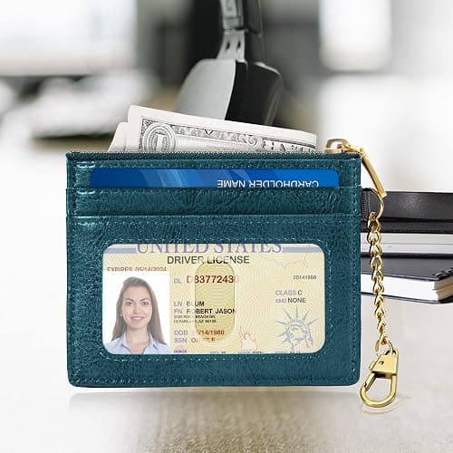 SEAVILIA Card Holder Keychain Wallet for Women with ID Window RFID Coin Purse Bee Gifts Slim Minimalist Small Wallet thumbnail 2