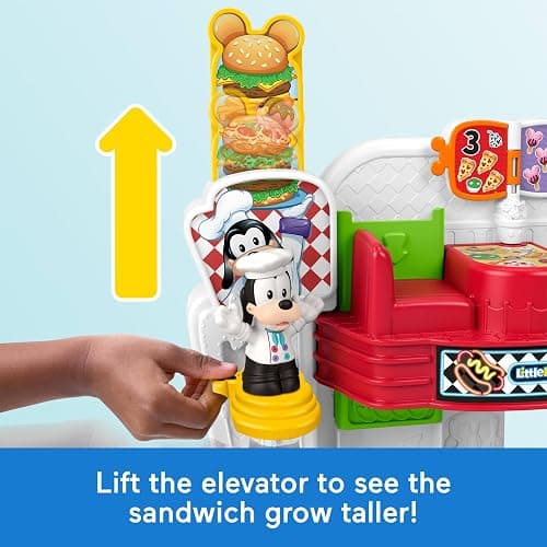 Fisher-Price Little People Disney Jr Mickey Mouse & Goofy’s Diner | Silly Sounds Musical Playset, 2 Figures and 3 Accessories, Pretend Play for Toddlers & Preschool Kids Ages 18+ Months thumbnail 5