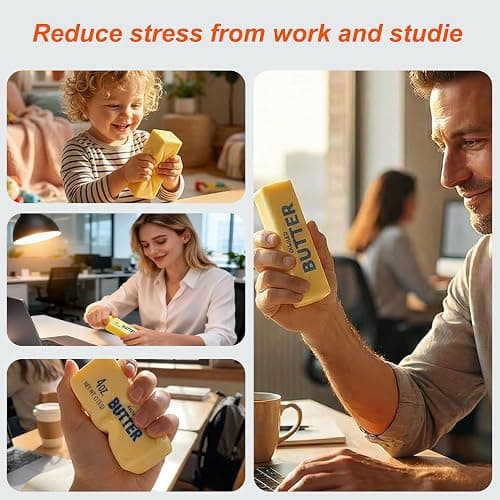 Slow Rebound Cute Butter Squeeze Stress Balls, Upgraded Squeeze Ball Realistic Butter Stick Soft Squeeze Toys, Upgrade Wet Slow Rebound Stress Relief Toy Stress Relief Fidget Toys (1 Pcs) thumbnail 4