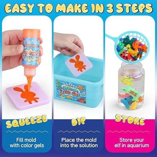 Magic Gel Water Elf Toy Kit, Aqua Fairy Water Gel Kit for Kids with 10PCS Aqua Jelly Gels & Animal Mold, Gift for Christmas, Easter, Birthday, New Year, Creative Art Craft Girls 6 7 8 9 10 Year Old thumbnail 2