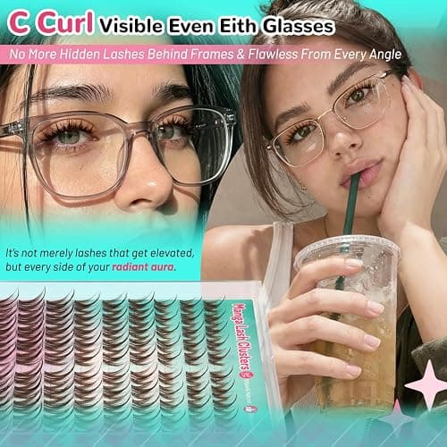 Brown Lash Clusters Kit Manga Eyelash Cluster Spiky Lashes Extensions | 10-14 C Curl 90pcs Wispy Lash Cluster Kit with Bond & Seal Natural Eyelash Cluster Anime Individual Lashes for Beginners thumbnail 6