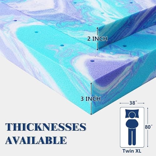 Bedspick 2 Inch Twin XL Mattress Topper - Gel Infused Memory Foam Extra Long Single Bed Topper Pad for College Dorm, Medium Plush Feel, Pressure Relieving, CertiPUR-US Certified thumbnail 6