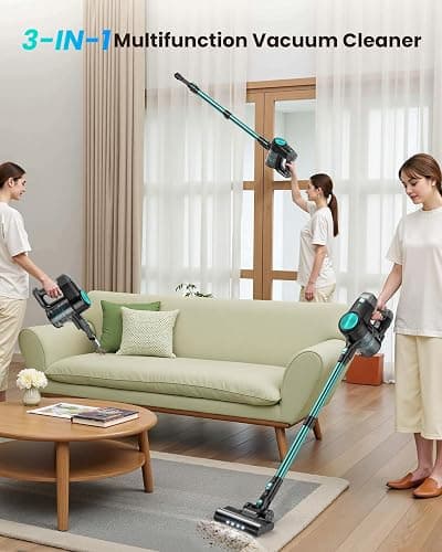 Blozor N3T Cordless Vacuum Cleaner,Wireless Stick Vacuum with 40mins Runtime,Self-Standing,Anti-Tangle Brush,Rechargeable Lightweight Vacuum Cleaner for Home,Hardwood Floor,Pet Hair, Carpet-Mint Green thumbnail 3