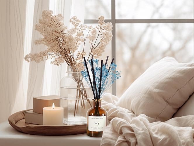 WEALD TRIBE Flower Reed Diffuser Set Cashmere Vanilla Scent for Bathroom Air Fresheners | 4.0 fl oz Essential Oils with Sticks Home Fragrance Defusers | House Bedroom Office Shelf Decor & Gift thumbnail 3