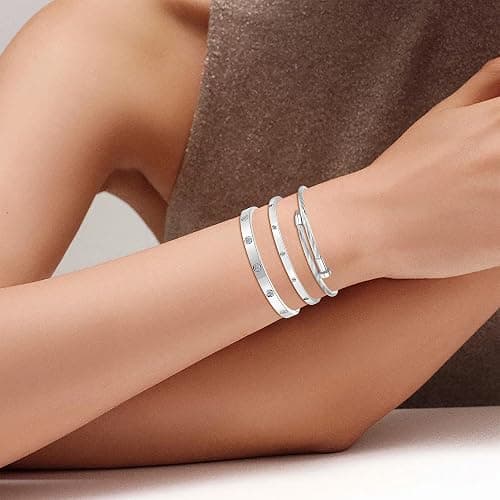 ISELBDR 18K Gold Bracelets for Women - Stackable Clover & Nail Love Bangle Set - Non-Tarnish Stainless Steel Jewelry Gift for Valentine's, Mother's Day & Christmas thumbnail 3