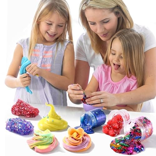 pokujyrt Confetti Slime Kit, Sparkling Slime Making Kit, DIY Craft Set with Clear Glue, Colors, and Decorations, Ages 6+ thumbnail 5