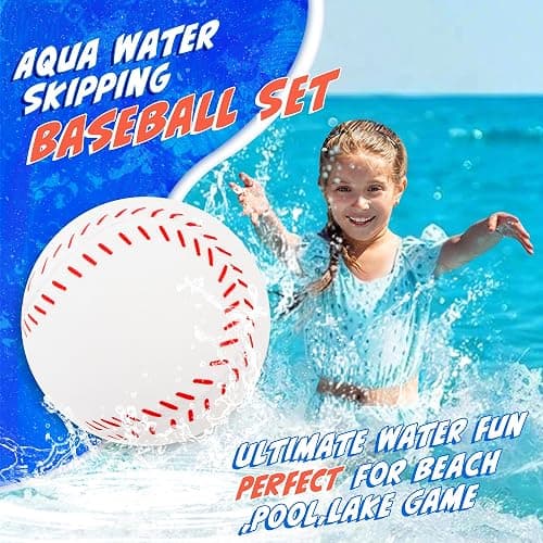 Billeeit 4Pcs Water Skipping Balls for Pool Play(Baseball Theme), Water Pool Beach Swim Toys for Kids Ages 4-8, 8-12 and Adults, Include 2 Balls and 2 Discs thumbnail 4