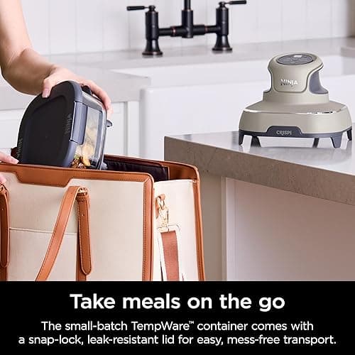 Ninja Crispi Air Fryer, Microwave, Freezer & Dishwasher Safe, Non Toxic Glass Portable Cooking System, 4 QT & 6 Cup Glass Containers with Storage Lids, Easy Meals, Air Fry, Bake, Stone, FN101ST - Stone thumbnail 9