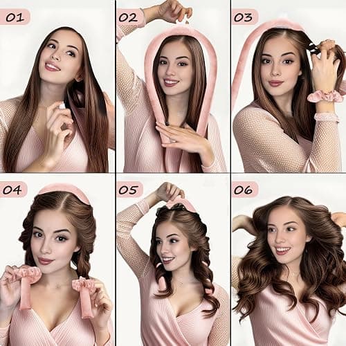 Satin Heatless Curling Set - Hair Rollers for Curls Heatless Hair Curlers & Hot Rollers Hair Curlers to Sleep in Curling Rod Headband Curler (Dreamy Rosy Clouds) thumbnail 4