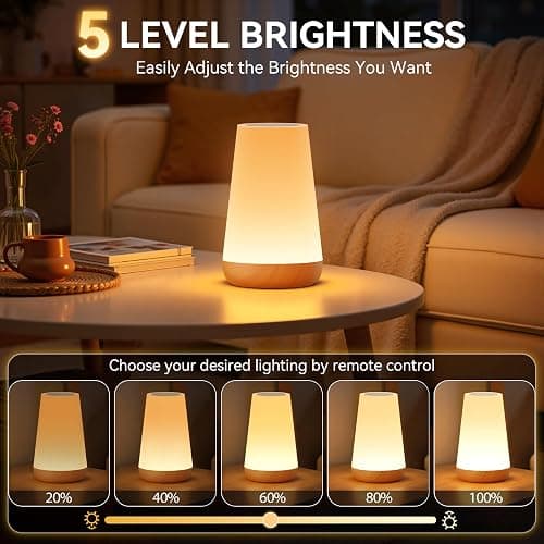 Auxmir Lampe de Chevet, Veilleuse d'allaitement Nuit, Veilleuse Bébé Tactile avec 13 Couleurs RGB, 2500mAh Rechargeable USB, Lampe de Chevet sans Fil Télécommande pour Chambre Eanfant Salon Camping thumbnail 4