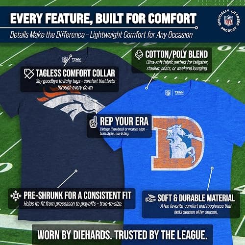 Team Fan Apparel NFL Modern Throwback T-Shirt - Cotton & Polyester Short Sleeve Adult Sports Tee thumbnail 3