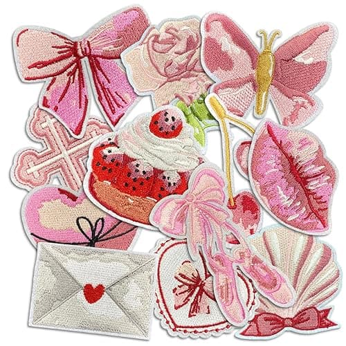 Boho Girly Iron On Patches, Cute Embroidery Applique Patch, DIY Decorative Heat Press Patches for Jeans Jackets Clothing Backpacks Hats (Boho3 12 Pcs) - Image 1