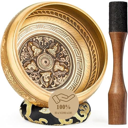 Tibetan Singing Bowls, Authentic Meditation Sound Bowls Handcrafted in Nepal for Yoga, Chakra Healing, Mindfulness, Self Care Spiritual Gifts for Women - Image 1