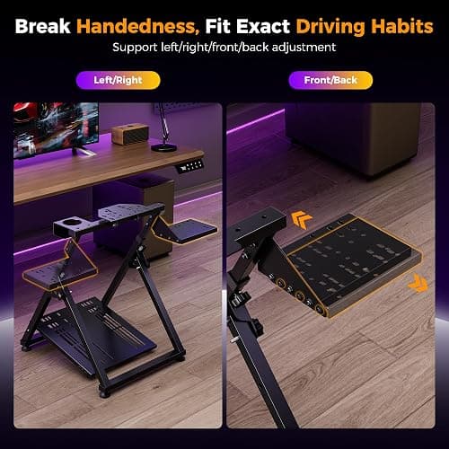CAMMOO High Compatible Racing Wheel Stand Fits Handbrake, with Cup Holder | 31 Holes Wheel Panel, 26 Holes Shifter Panel, Foldable Sim Steering Racing Stand with Dual Anti-Slip, Wide Height Adjustment thumbnail 6