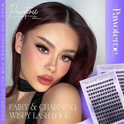 Pawotence Lash Clusters Kit Wispy Lash Extension Kit 10-18mm Cluster Eyelash Extensions Kit Individual Lashes 144pcs Eyelash Clusters with Lash Bond and Seal, Lash Tweezers for Self Use thumbnail 8