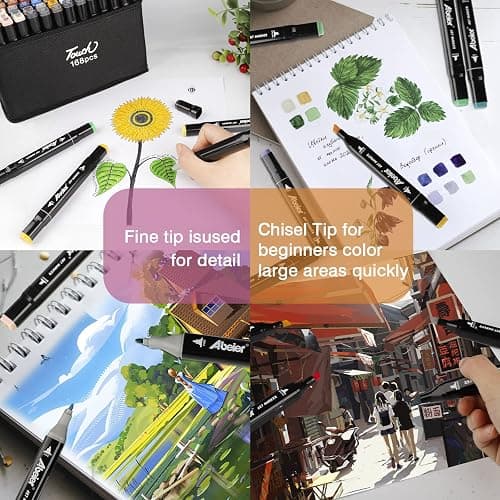 ABEIER 120 Colors Alcohol Markers Set, Dual Tips Blender Art Markers for Drawing, Permanent Sketch Marker for Kids adult coloring, Alcohol Based Marker, Adults Coloring and Artist Illustration. thumbnail 8