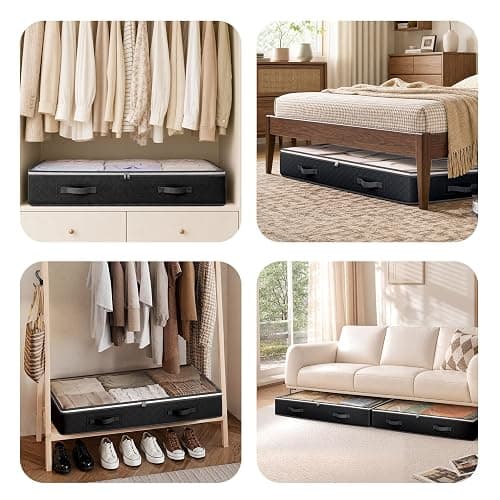 Budding Joy 95L Under Bed Storage, 4 Pack Closet Organizers Black | Underbed Storage Bags for Blankets, Towels, Comforter, Sweaters, Linen Sheets, Wrapping Paper thumbnail 8