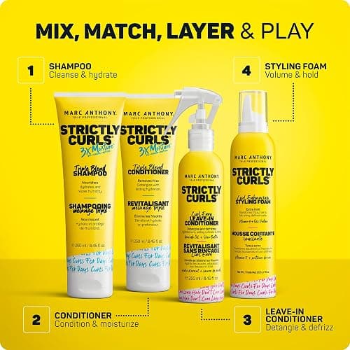 Marc Anthony Strictly Curls Styling Foam, Extra Hold Curly Hair Mousse with Vitamin E & Silk Proteins Transforms Frizzy Hair to Full, Shiny, Defined Curls - Sulfate-Free Anti-Frizz Styling Mousse thumbnail 7