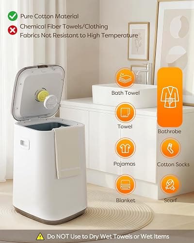 Hot Towel Warmers for Bathroom, Large Blanket Warmer for Home, 23L Heated Towel Warmer Bucket with 24h Delay Timer, Safety Child Lock, Auto Shut Off,LED Screen & U-Shaped Light, Luxury Wooden thumbnail 6