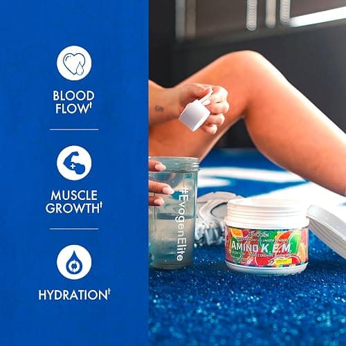 Evogen Amino K.E.M. - EAA & BCAA Powder Pump Volumizer | BCAAs Amino Acids Supplement for Blood Flow, Muscle Growth, & Hydration | Citrus Candy | 30 Servings thumbnail 2