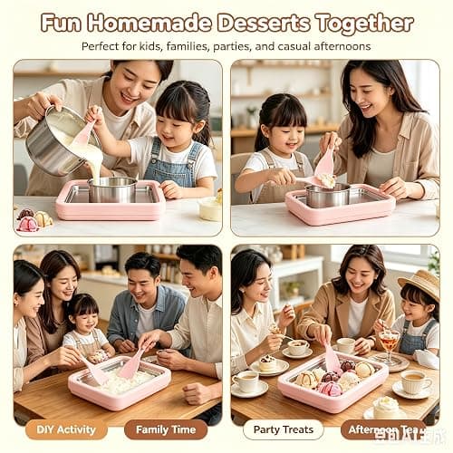 Instant Ice Cream Maker,Rolled Ice Cream Maker, Soft Serve Ice Cream maker,Perfect for Frozen Yogurt, and More! Food grade stainless steel ice cream roll machine for home us (Pink) thumbnail 7