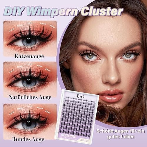 B&Q Lashes Extension Set 144PCS Unsichtbares Band Lash Clusters 8-16MIX Unsichtbare Wimpern Extensions Set 7 tage halt Fairy Style D curl Lazy Girl Wimpern Set(Fairy 8-16mix) thumbnail 6