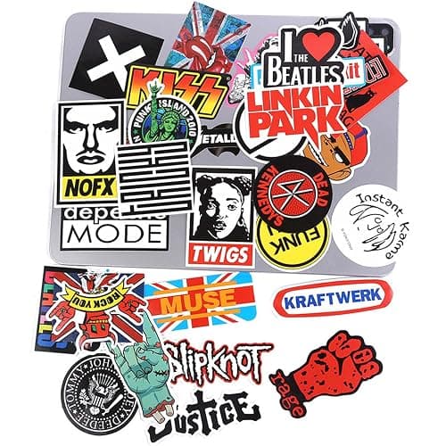 100 Stück Rock Band Punk Aufkleber, Classic Rock Sticker Pack für Erwachsene Cool Metal Punk Musik Aufkleber für Gitarre Laptop Skateboard (ROCK1) thumbnail 4
