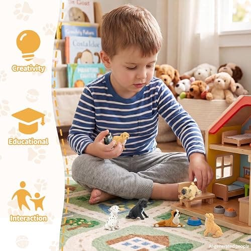 Toymany 12PCS Mini Dog Figurines Playset, Realistic Detailed Plastic Puppy Figures, Hand Painted Emulational Tiny Dogs Animals Toy Set, Cake Toppers Christmas Birthday Gift for Kids Toddlers thumbnail 8