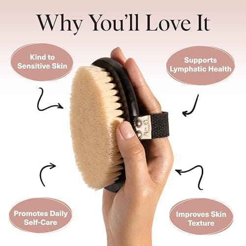 Kitsch Dry Brushing Body Brush & Body Scrub – Soft Vegan Bristles for Lymphatic Drainage, Cellulite, Dry Skin Removal & Blood Circulation – Body Exfoliator Scrubber for Glowing Skin thumbnail 4