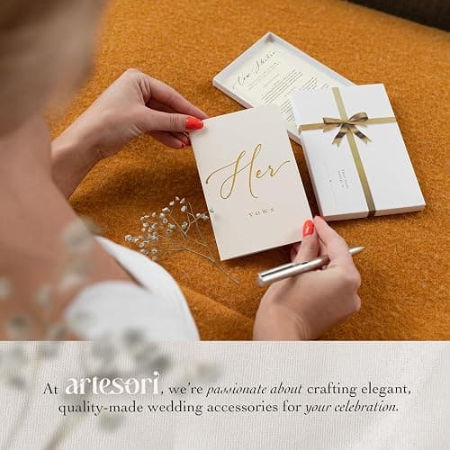 ARTESORI Premium Wedding Vow Book for Her & Him, Soft Touch, Gold Foil, 28 Lined Pages, Wedding Vow Books His and Hers, Wedding Essentials, Wedding Registry Ideas, His and Hers Gifts [Ivory & Black] thumbnail 8
