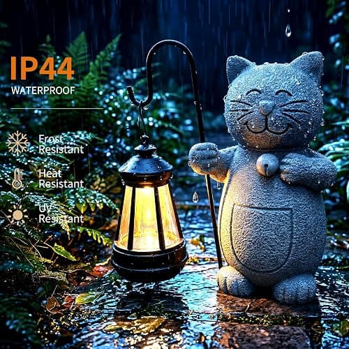 2026 Garden Cat Statues with Solar Lantern Flowerpot Outdoor Decoration, Cat Figurines Yard Art Sculptures for Patio Lawn Backyard Porch Ornaments, Yard Ornament- Unique Mother's Day Birthday Gifts thumbnail 5