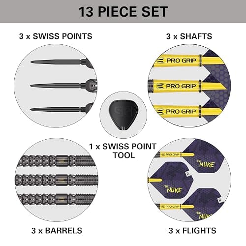 Target Darts Luke Littler G1 Steel Tip Swiss Point Darts, 90% Tungsten Dart, 22G/23G/24G | Generation 1 Steel Tip Dart, Player Edition Swiss Points Dart Sets with Tool, Pro Grip Shafts & No.2 Flights thumbnail 5
