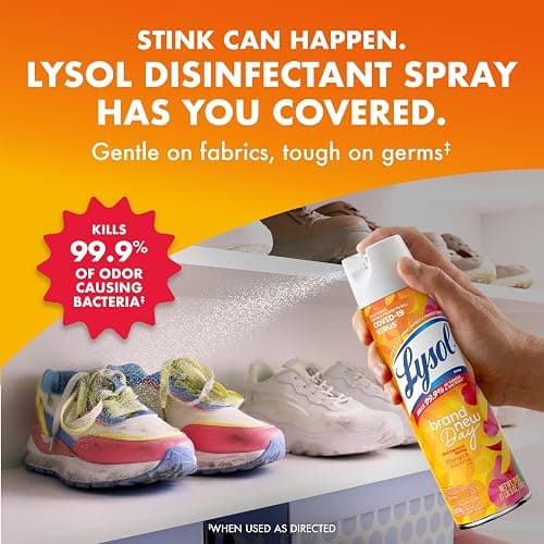Lysol Disinfectant Spray, Household Cleaning Supplies, Disinfecting Multi-Purpose Room Spray, Antibacterial Sanitizer, Deodorizer, Kills Hantavirus, Crisp Linen + Mango & Hibiscus, 19 Fl Oz, 3-Pack thumbnail 5