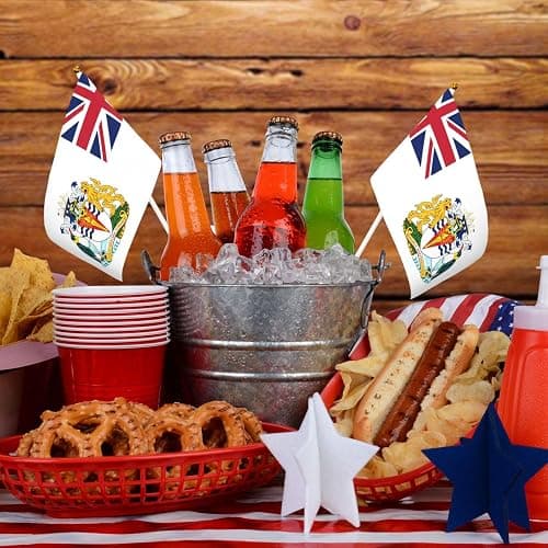 British Antarctic Territory Flag Small Hand Held Flags, Mini Flags On Stick For Party Team Activities Parades Holiday Decoration 10 Pack thumbnail 6