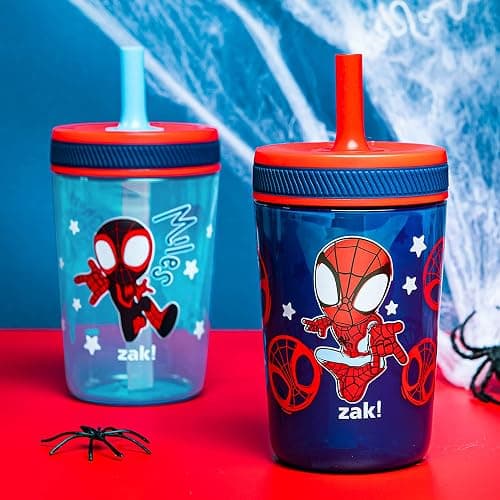 Zak Designs Marvel Spider-Man Kelso Toddler Cups for Travel or at Home, 15oz 2-Pack Durable Plastic Sippy Cups with Leak-Proof Design is Perfect for Kids (Spidey and His Amazing Friends) thumbnail 2