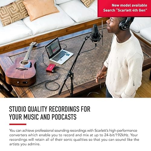 Focusrite Scarlett Solo 3rd Gen USB Audio Interface, The Guitarist, Vocalist, Podcaster Or Producer, Studio Quality Sound, Red thumbnail 4