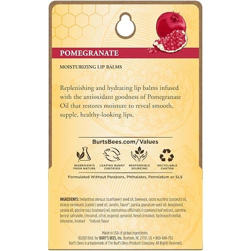 Burt's Bees Lip Balm - Pomegranate, Lip Moisturizer With Responsibly Sourced Beeswax, Tint-Free, Natural Origin Conditioning Treatment, 2 Tubes, 0.15 oz. thumbnail 11