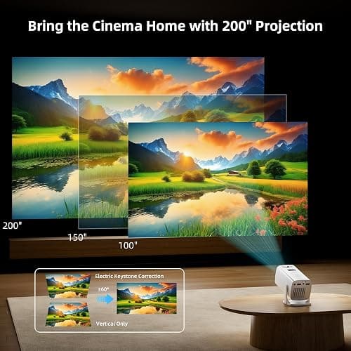 Mini Projector, Portable Projector 4K Support, Full HD 1080P Outdoor Projector, 270° Rotation Movie Projector, Compatible with Smartphone, TV Stick, Laptop, PS4, HDMI, USB (No WiFi or Bluetooth) thumbnail 6