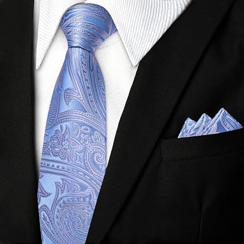 DiBanGu Silk Floral Ties for Men Woven Paisley Necktie and Tie Clip Handkerchief Cufflinks Set for Party Wedding thumbnail 5